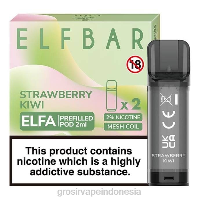grosir liquid vape | 0LVV317 stroberi kiwi ELFBAR Elfa pod yang sudah diisi sebelumnya - 2ml - 20mg (2 bungkus)