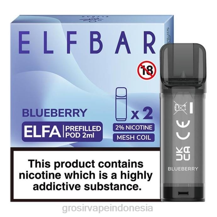 grosir vape pekanbaru | 0LVV316 blueberry ELFBAR Elfa pod yang sudah diisi sebelumnya - 2ml - 20mg (2 bungkus)