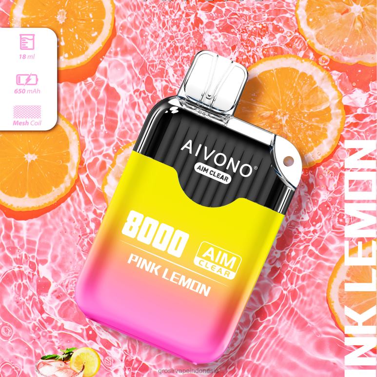Grosir Vape Indonesia FL6F4211 Aivono AIM CLEAR 8000 lemon merah muda