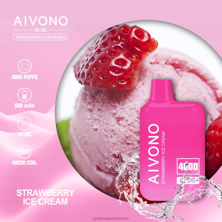 Grosir Vape Indonesia FL6F4221 Aivono AIM BOXX 4000 es krim stroberi