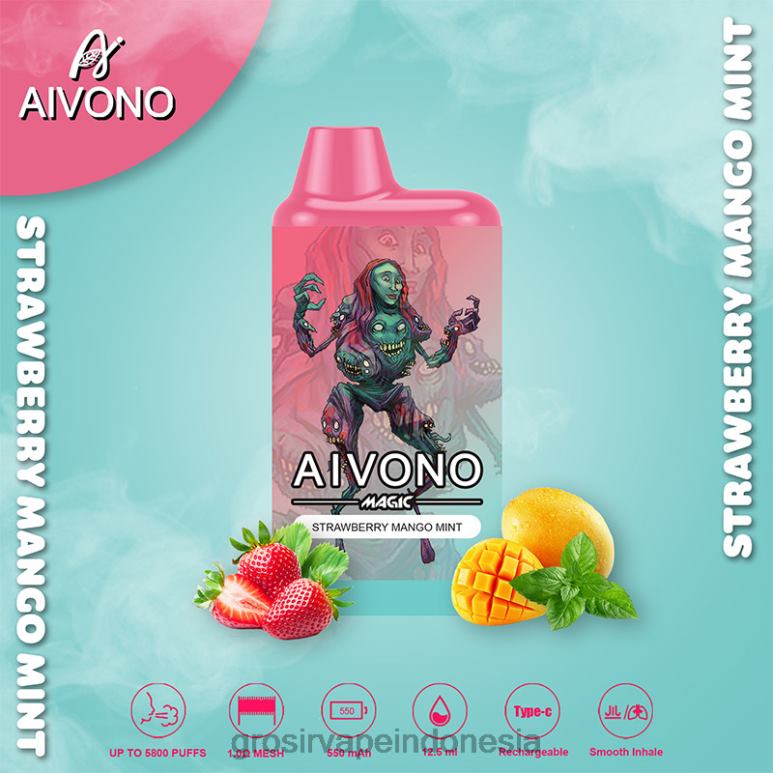 Grosir Liquid Vape FL6F497 Aivono AIM MAGIC Rokok kotak mulut 5800 stroberi mangga mint