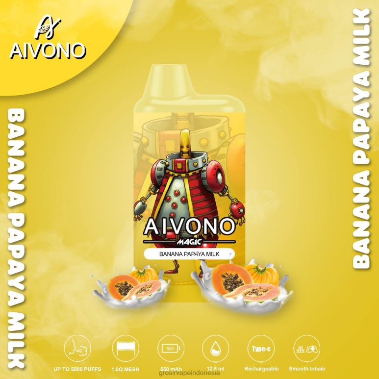 Grosir Vape Medan FL6F494 Aivono AIM MAGIC Rokok kotak mulut 5800 susu pisang pepaya