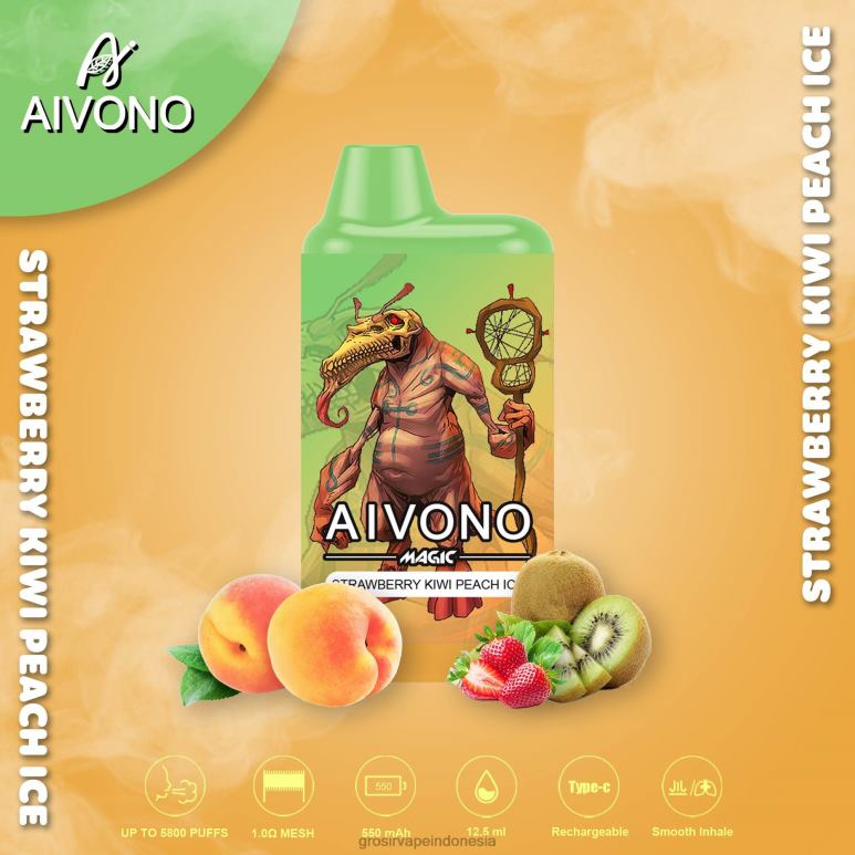 Grosir Vape Pekanbaru FL6F496 Aivono AIM MAGIC Rokok kotak mulut 5800 es persik kiwi stroberi