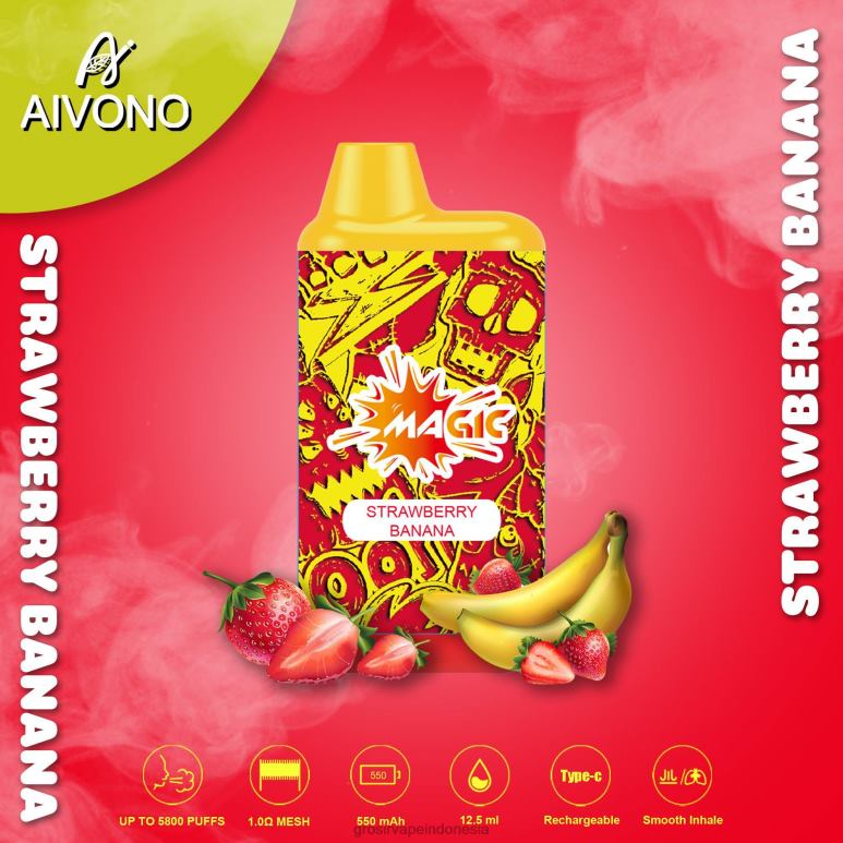 Grosir Vape Store FL6F493 Aivono AIM MAGIC Rokok kotak mulut 5800 pisang stroberi