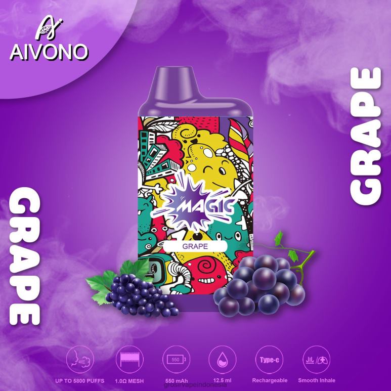 Grosir Vape Termurah FL6F492 Aivono AIM MAGIC Rokok kotak mulut 5800 anggur