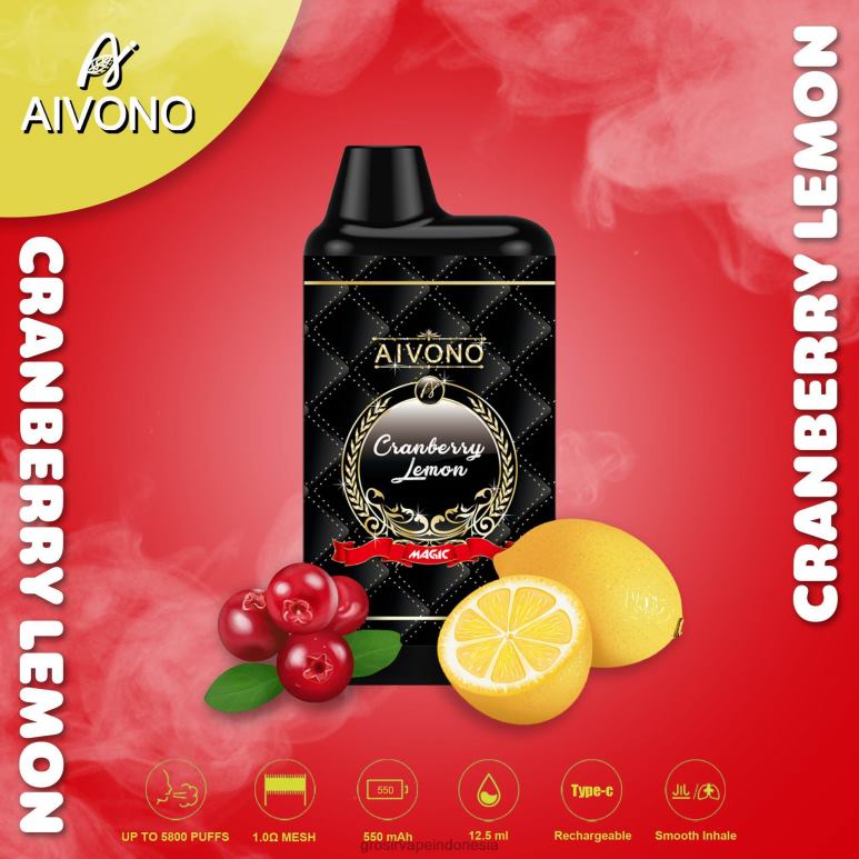 Vape Indonesia Bandung FL6F489 Aivono AIM MAGIC Rokok kotak mulut 5800 lemon cranberry