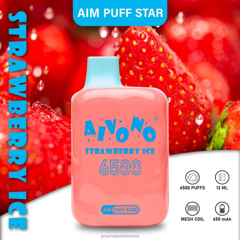 Grosir Vape Sidoarjo FL6F4288 Aivono AIM PUFF STAR 6500 es stroberi