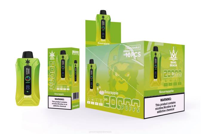 Bang Beach 20.000 isapan vape layar pintar apel asam NHDX1 Grosir Vape Indonesia