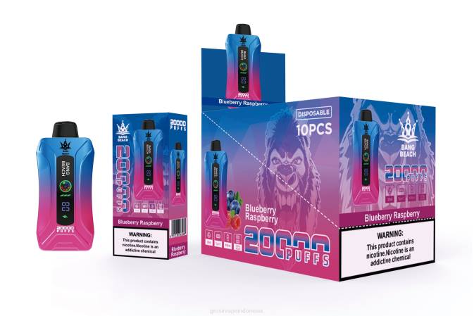 Bang Beach 20.000 isapan vape layar pintar blueberry-raspberry NHDX12 Grosir Vape Termurah
