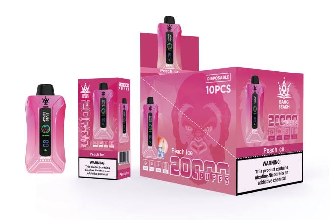 Bang Beach 20.000 isapan vape layar pintar es persik NHDX9 Vape Indonesia Bandung