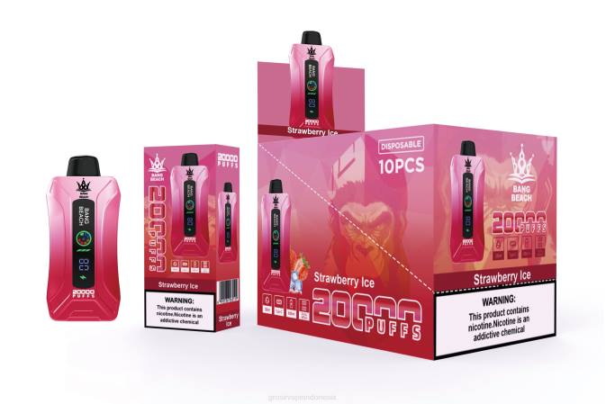 Bang Beach 20.000 isapan vape layar pintar es stroberi NHDX6 Grosir Vape Pekanbaru