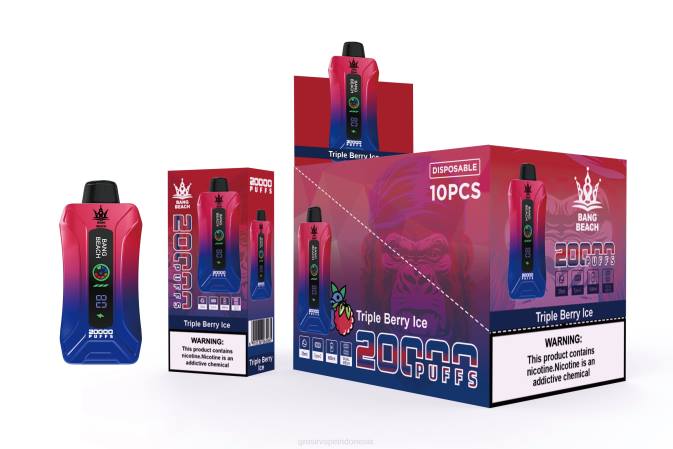 Bang Beach 20.000 isapan vape layar pintar es tiga buah beri NHDX8 Grosir Vape Sidoarjo