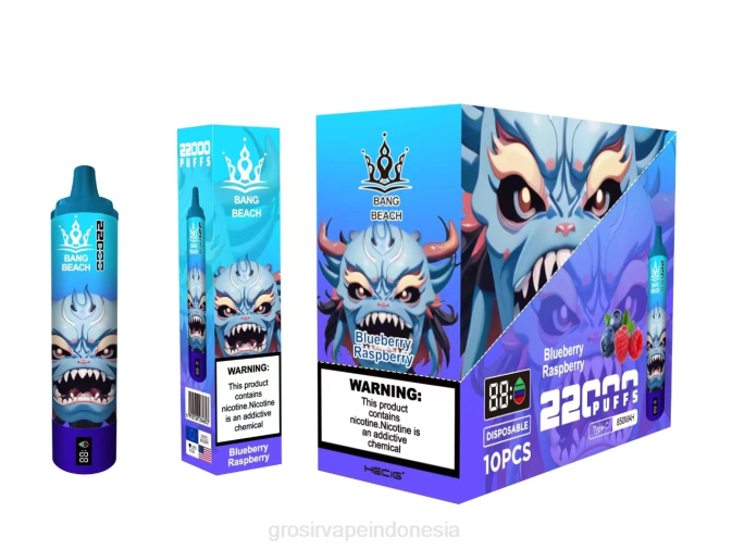 Bang Beach Layar pintar 22000 isapan blueberry-raspberry NHDX14 Grosir Vape Medan