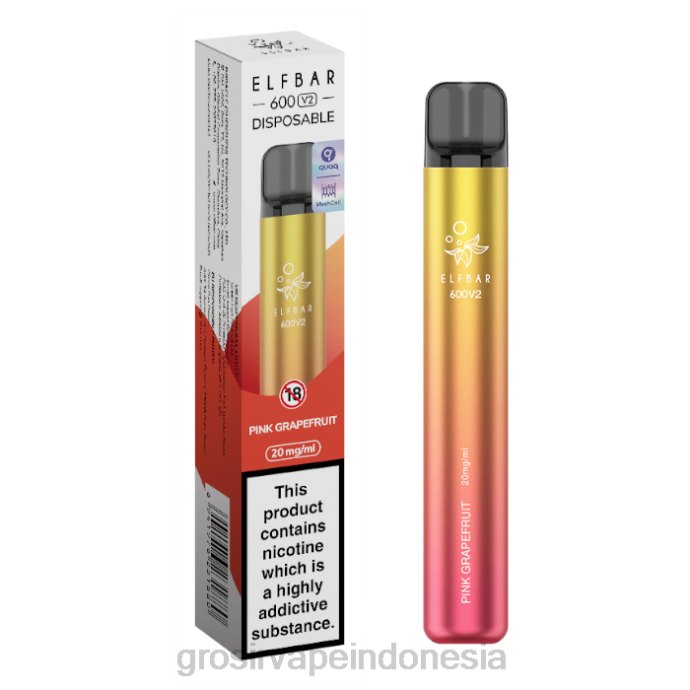 grosir vape Indonesia | 0LVV291 jeruk bali merah muda ELFBAR 600V2 20mg