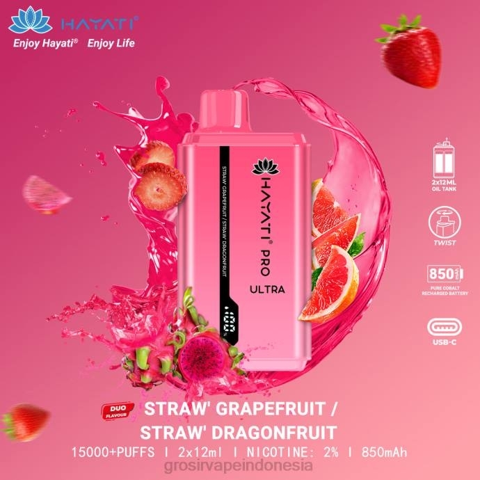 grosir vape Indonesia | 0LVV231 jeruk bali stroberi/buah naga stroberi Hayati Pro Ultra