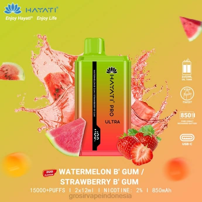 grosir vape termurah | 0LVV232 permen karet semangka/permen karet stroberi Hayati Pro Ultra