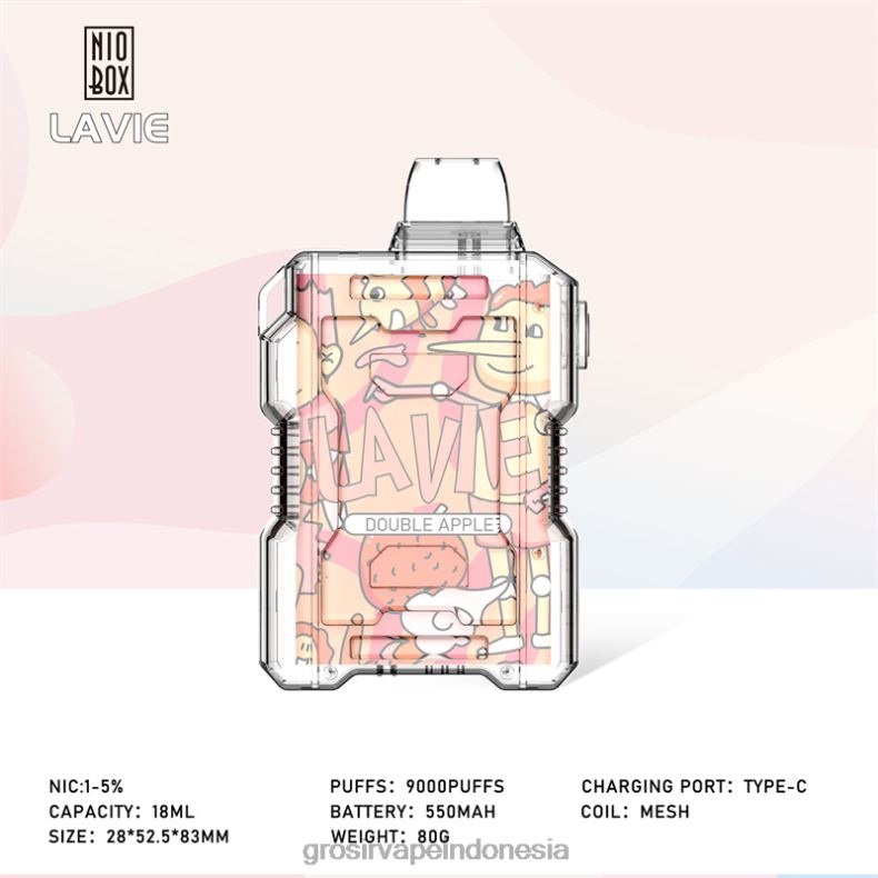 Grosir Vape Jakarta 228H8195 LAVIE NIO BOX 9000 isapan apel ganda