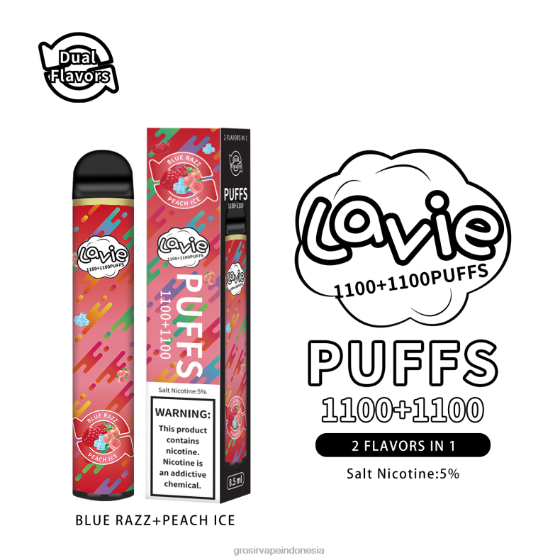 Grosir Vape Sidoarjo 228H8298 LAVIE BAR Switch 2200 isapan es razz biru/persik