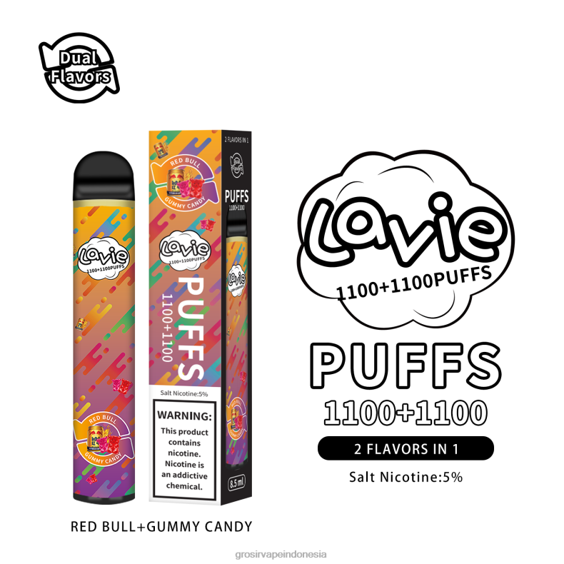 Vape Indonesia Bandung 228H8299 LAVIE BAR Switch 2200 isapan permen banteng merah/bergetah