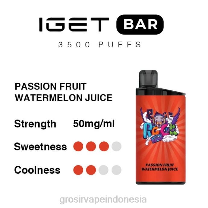 grosir liquid vape | 0LVV97 jus semangka markisa IGET BAR 3500 5% nikotin