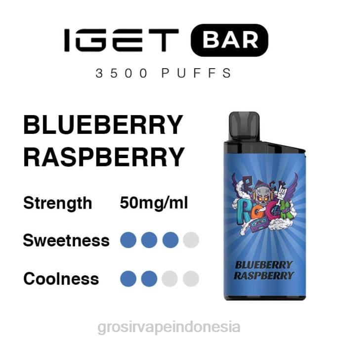 grosir vape termurah | 0LVV92 blueberry-raspberry IGET BAR 3500 5% nikotin