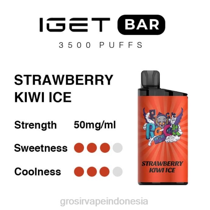 vape Indonesia online | 0LVV90 es stroberi kiwi IGET BAR 3500 5% nikotin